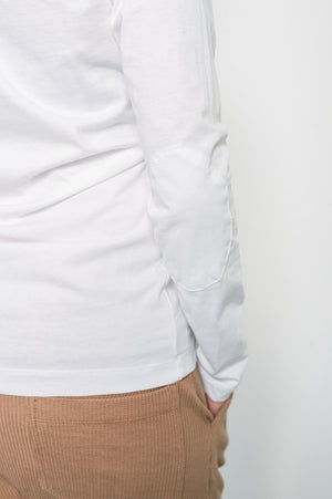 חולצת V בייסיק ארוכה לבנה